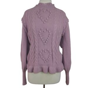 Chicwish NWT Lilac Still My Heart Bubble Sleeve Ruffle Hem Sweater S/M